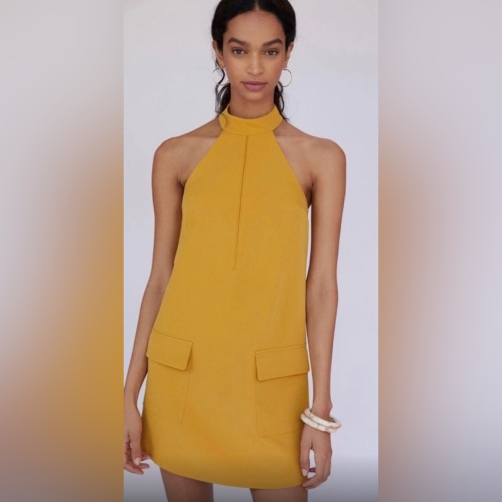 Anthropologie Mustard Halter Dress